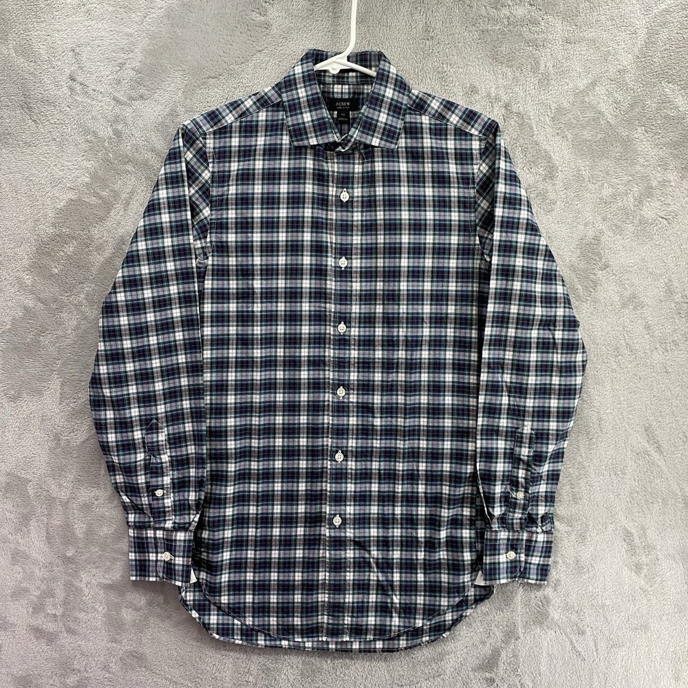 J.Crew Shirt Mens XS Green Blue Plaid Long Sleeve Button Ludlow 120's 2 Ply EUC